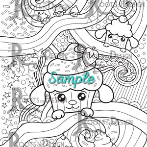 Instant Download Cute Kawaii Dessert Coloring page bundle Coloring Page or Print image 4