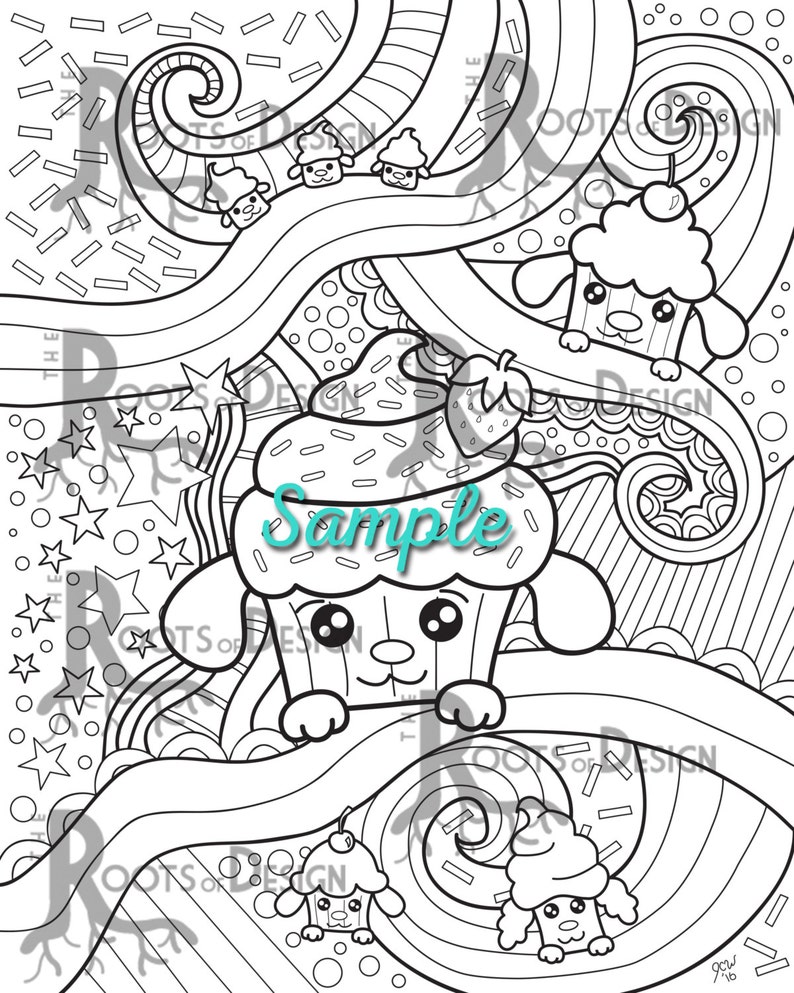 Instant Download Cute Kawaii Dessert Coloring page bundle Coloring Page or Print image 4