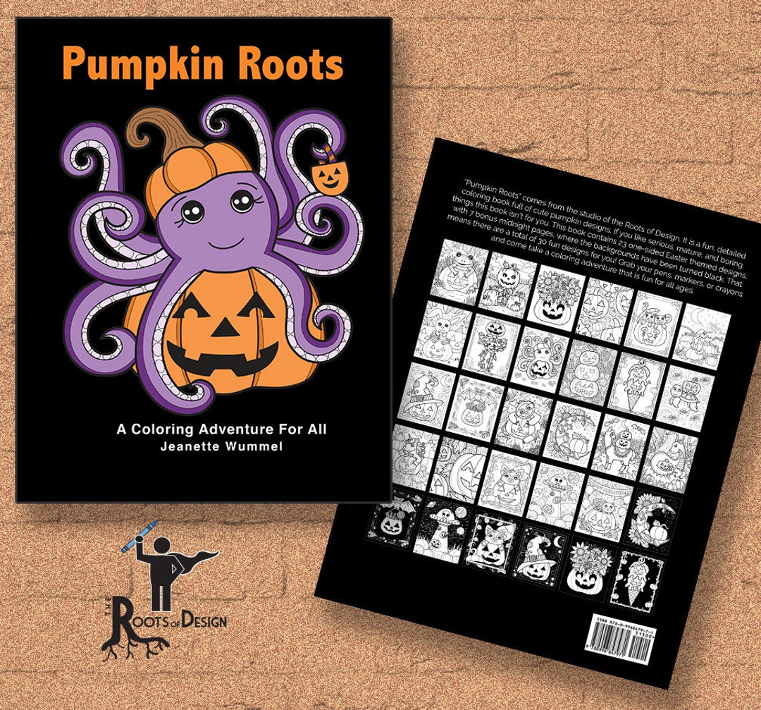 INSTANT DOWNLOAD Coloring Book Pumpkin Roots Coloring Print, Doodle