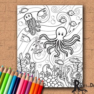 INSTANT DOWNLOAD Coloring Page - Under the Sea, doodle art, adult coloring printable page