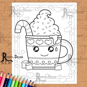 INSTANT DOWNLOAD Cute Hot Chocolate Page Print, doodle art, printable