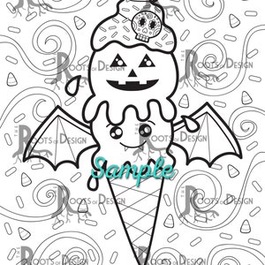 INSTANT DOWNLOAD Halloween Ice Cream Coloring Coloring Page Print ...