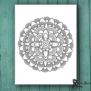 INSTANT DOWNLOAD Coloring Page - fun mandala or geometric design, doodle art, printable