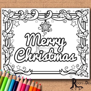 INSTANT DOWNLOAD Merry Christmas Page Print, doodle art, printable