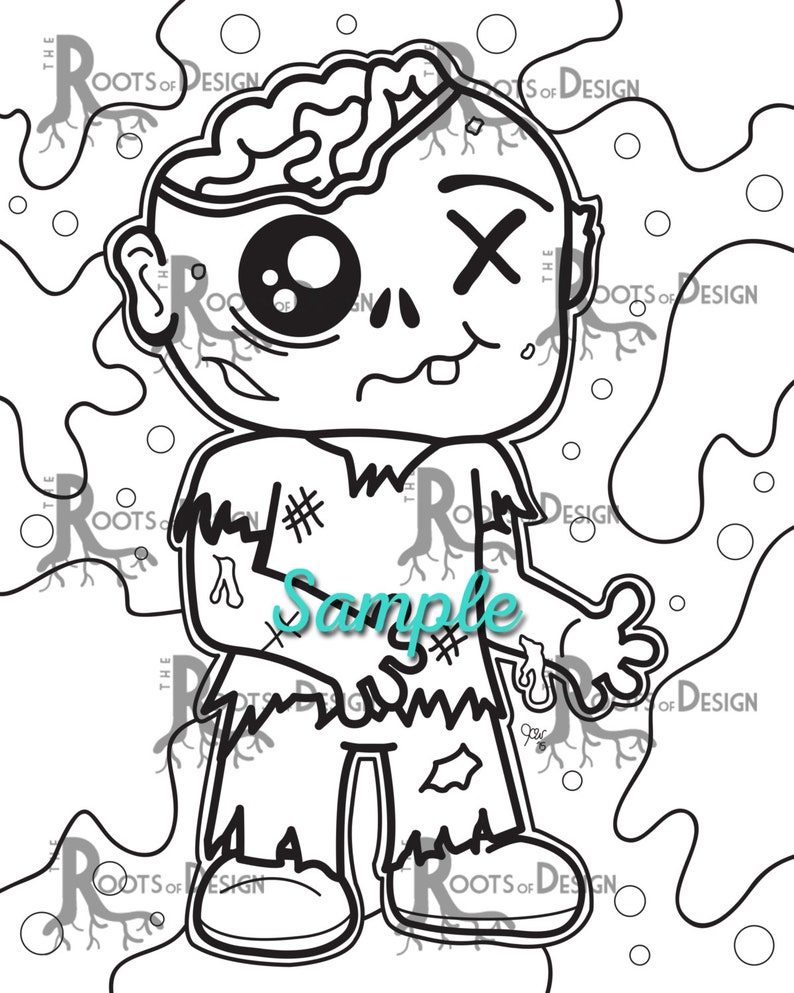 Download INSTANT DOWNLOAD Cute Zombie Coloring Coloring Page Print ...