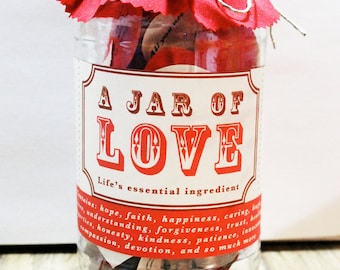 INSTANT DOWNLOAD Jar of Love printable- Great I love you gift or Great for an Anniversary