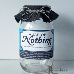 DIGITAL INSTANT DOWNLOAD Jar Of Nothing printable- Great gag gift or perfect for the Holiday, Birthdays, and more
