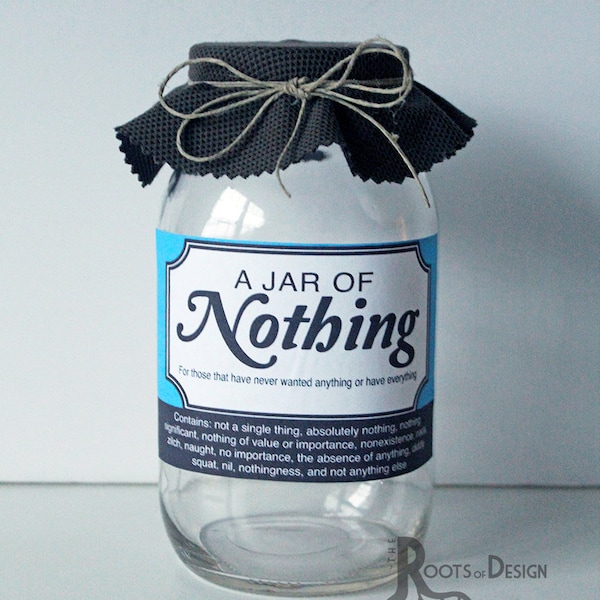 INSTANT DOWNLOAD Jar Of Nothing printable- Great gag gift or perfect for the Holiday, Birthdays, and more