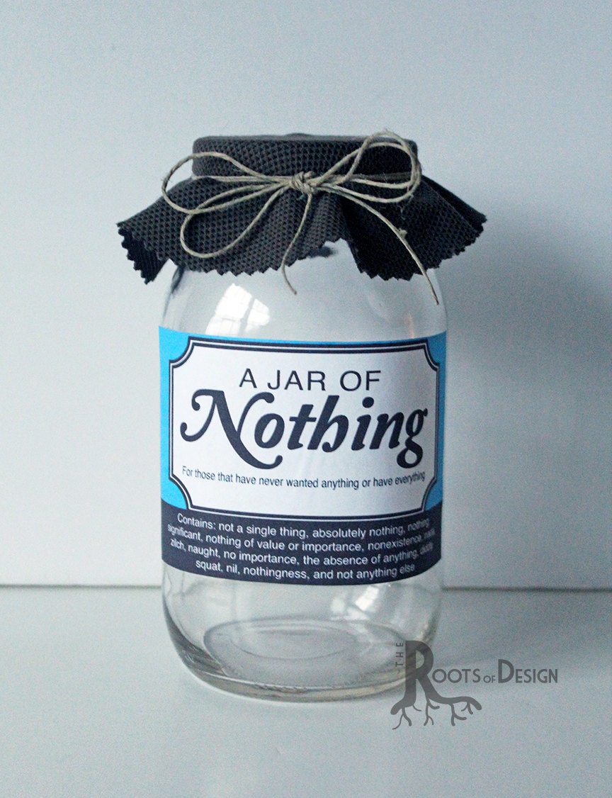 Jar of Nothing Printable Label Instant Download Turns an Empty Jar