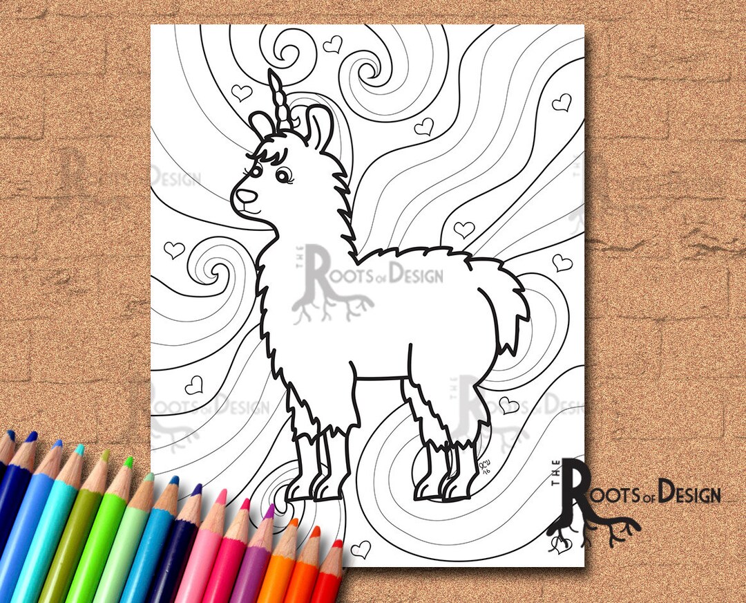 INSTANT DOWNLOAD Coloring Page - Fun Llamacorn, Doodle Art, Printable ...