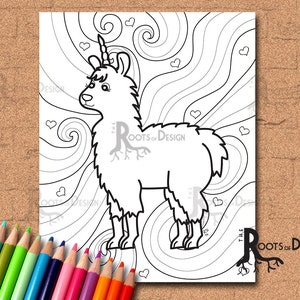 INSTANT DOWNLOAD Coloring Page - Fun Llamacorn, Doodle Art, Printable ...
