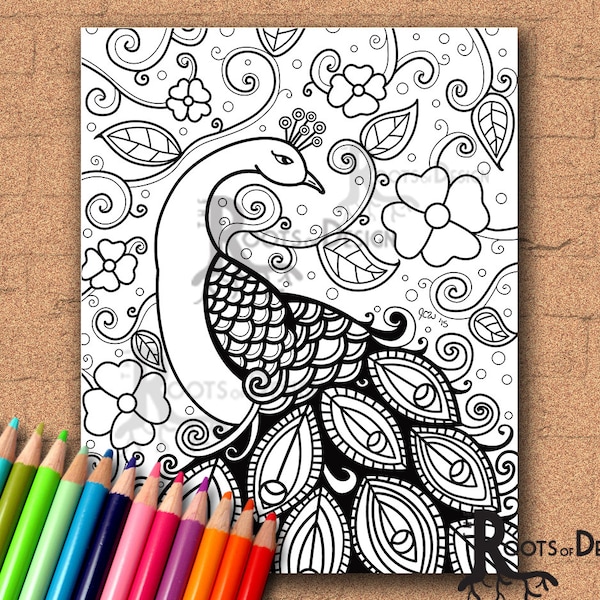 Peacock Zentangle - Etsy