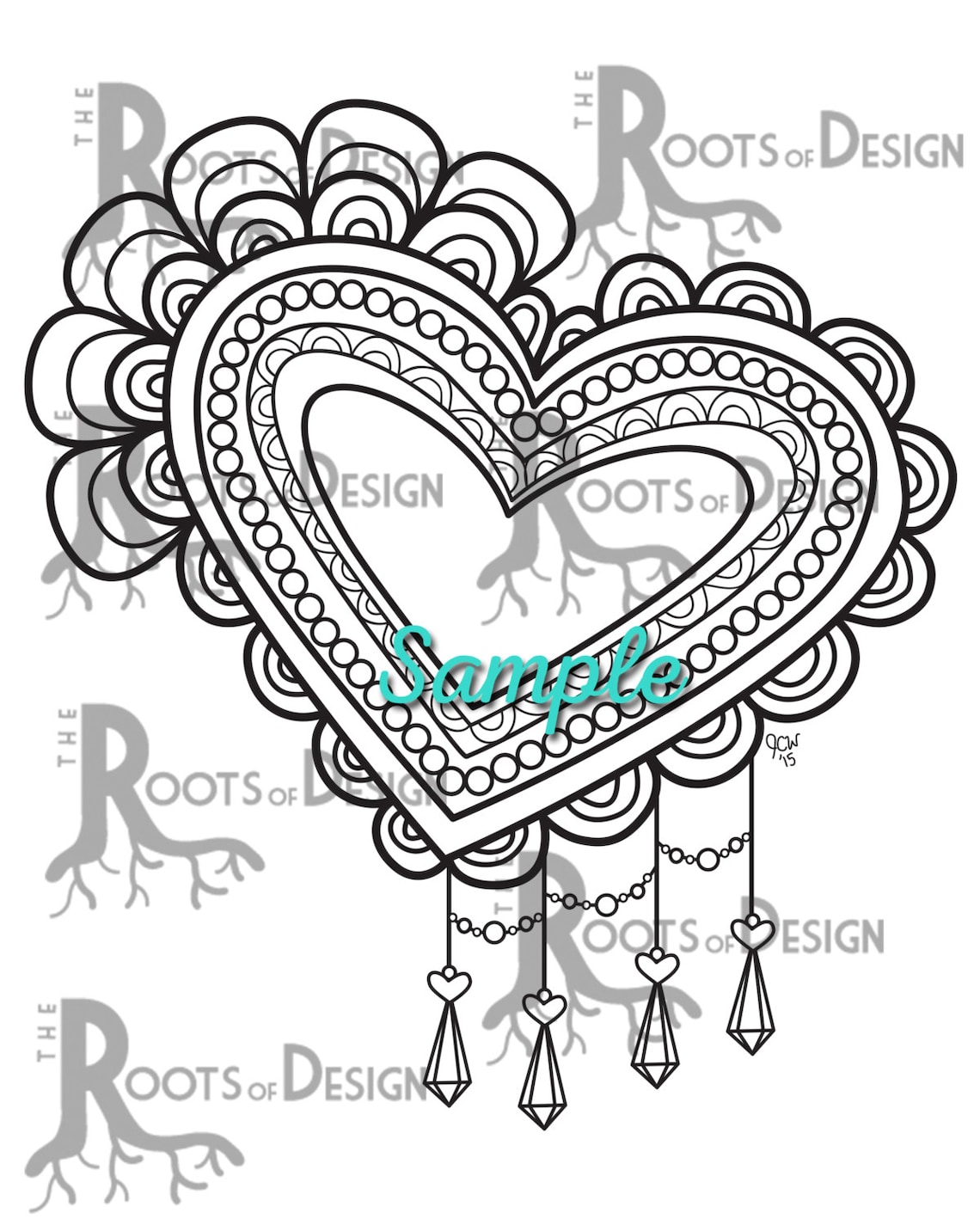 INSTANT DOWNLOAD Coloring Page Fancy Lace Heart Coloring | Etsy