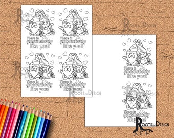 Instant Download- Cute Couple Gnome Valentine Card for Coloring, Great for the classroom - Color Your Own Printable Card