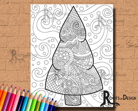 Instant Download Printable Christmas Zentangle Inspired Tree