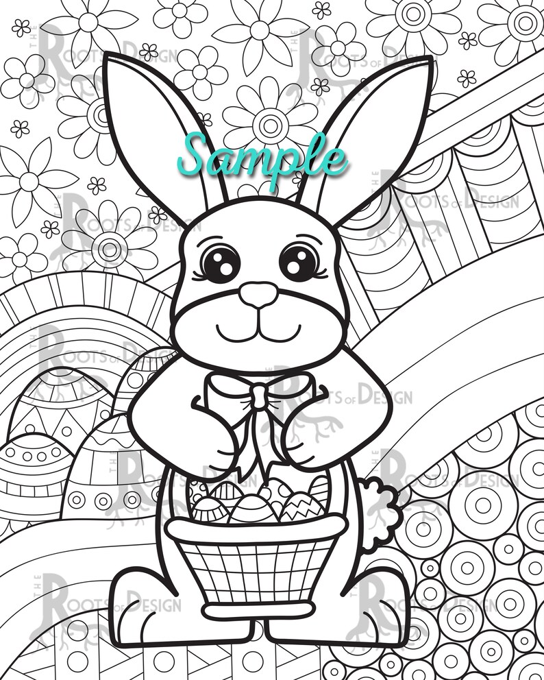 INSTANT DOWNLOAD Coloring Page Easter Bunny Zentangle Etsy