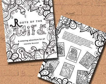 INSTANT DOWNLOAD Coloring Book -  Roots of the Wild - Coloring Print, doodle art, printable, Kawaii style
