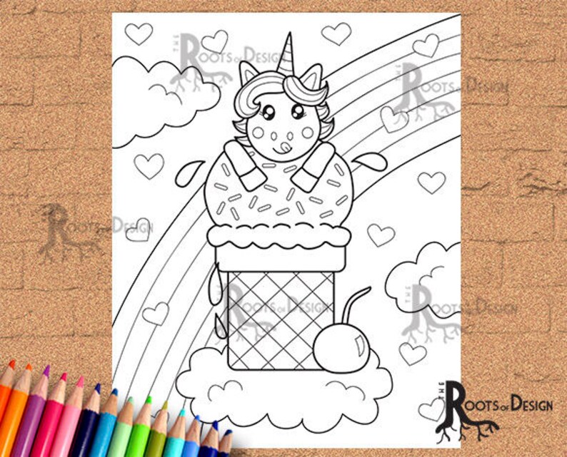 INSTANT DOWNLOAD Coloring Page Unicorn Ice Cream Print | Etsy