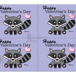 Téléchargement instantané - Cartes de classe Saint-Valentin raton laveur mignon - Idéal pour la Saint-Valentin, la journée du cœur et les fêtes de classe - Carte imprimable