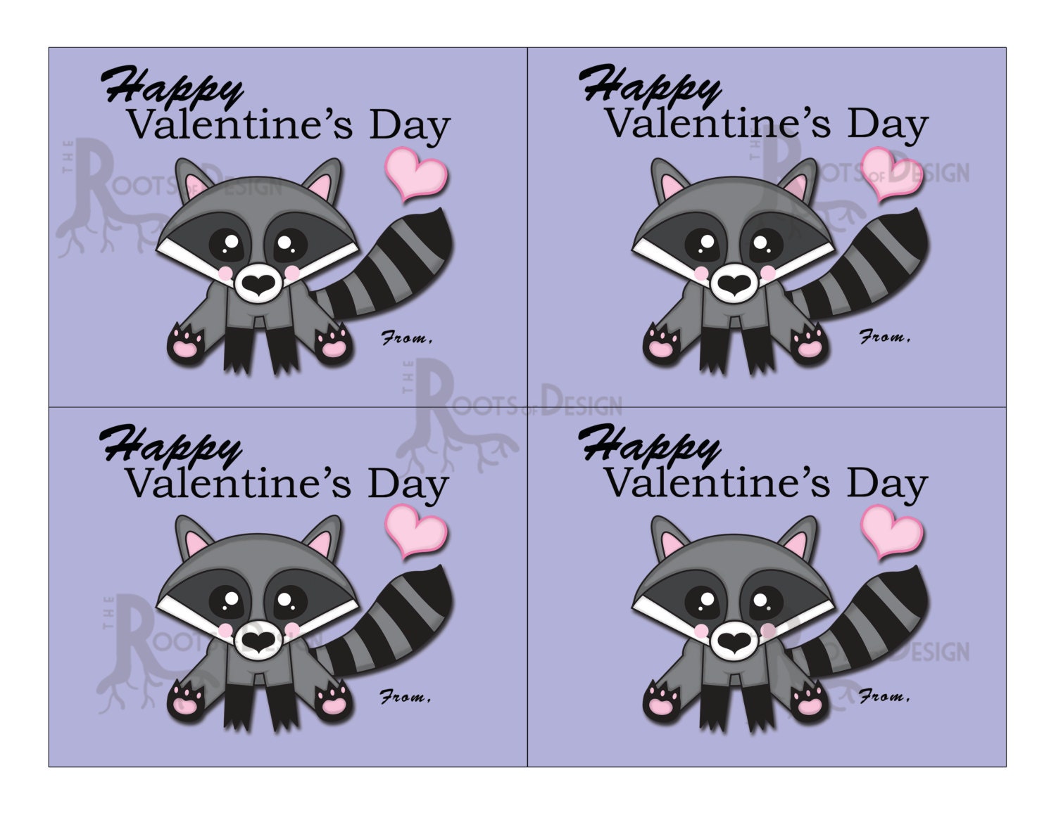 Instant Download Cute Raccoon Valentine Classroom Cards - Etsy