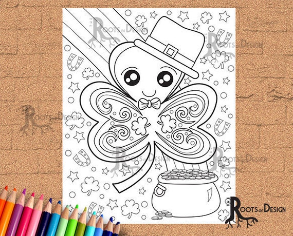 INSTANT DOWNLOAD Coloring Page  St Patrick's Day Four