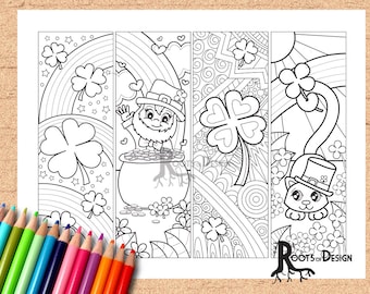 INSTANT DOWNLOAD Coloring Page - St. Patrick's Day  Themed Color your own fun bookmarks, doodle art, printable