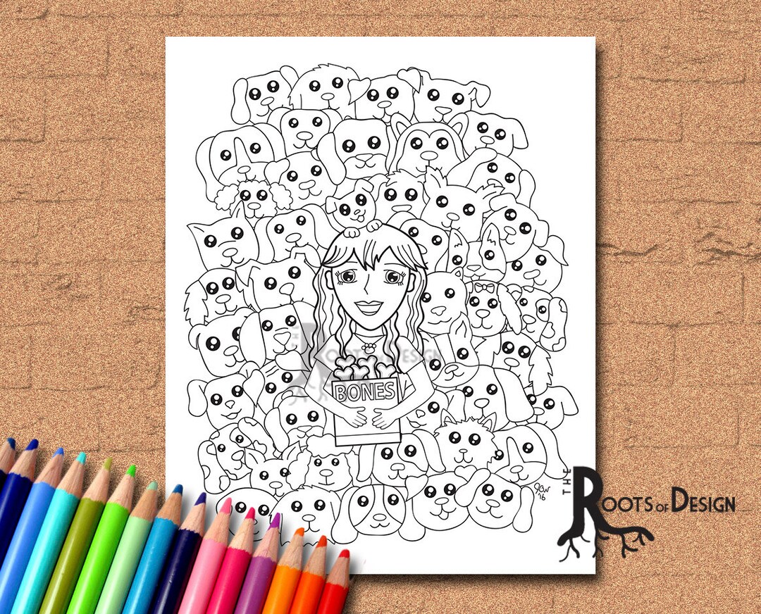 INSTANT DOWNLOAD Coloring Page - Dog Gone Crazy, Doodle Art, Printable ...