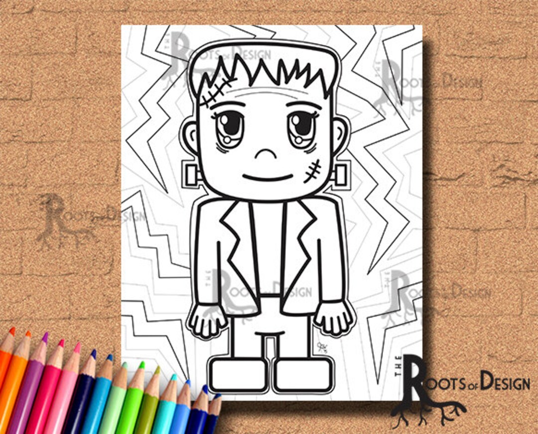 INSTANT DOWNLOAD Halloween Frankenstein Coloring Coloring Page Print ...