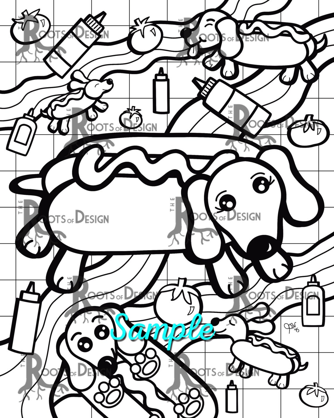 INSTANT DOWNLOAD Coloring Page Hot Dog Dog on a Picnic - Etsy