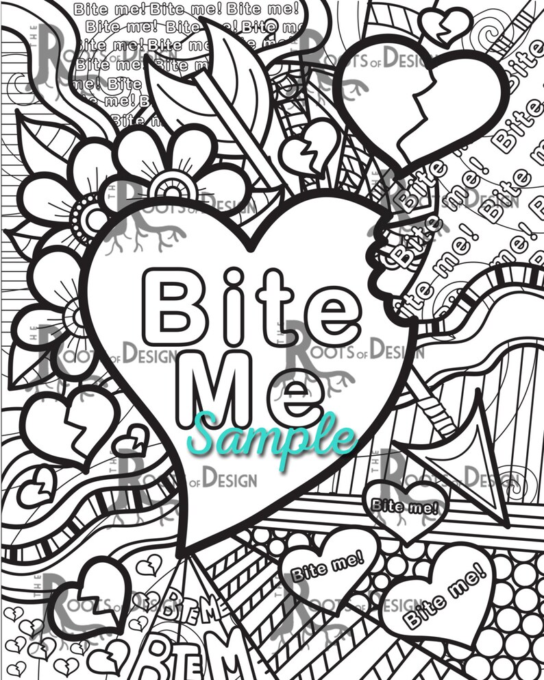 INSTANT DOWNLOAD Coloring Page Bite Me Anti-valentine's - Etsy Finland