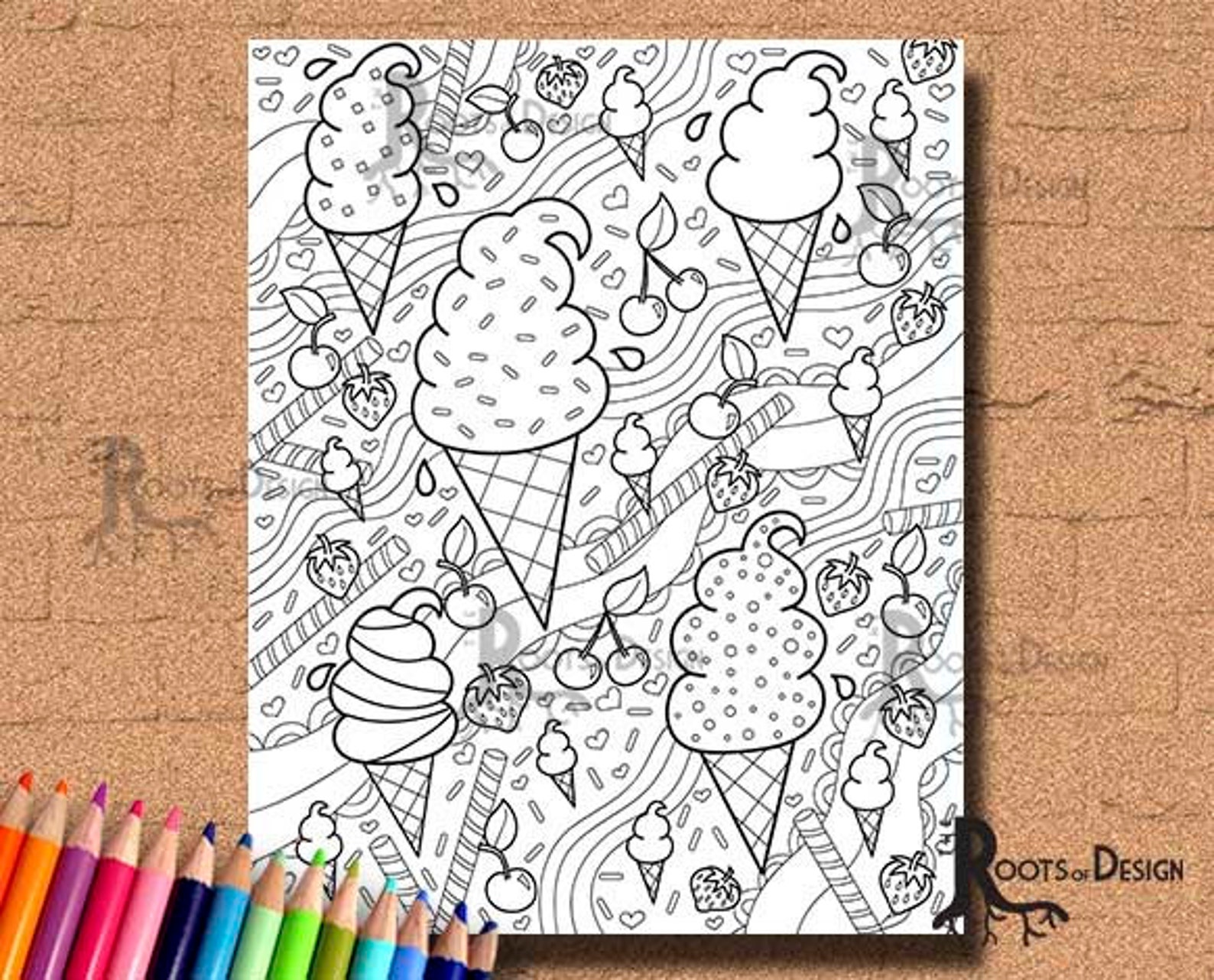 INSTANT DOWNLOAD Coloring Page Ice Cream Mix Art Coloring | Etsy