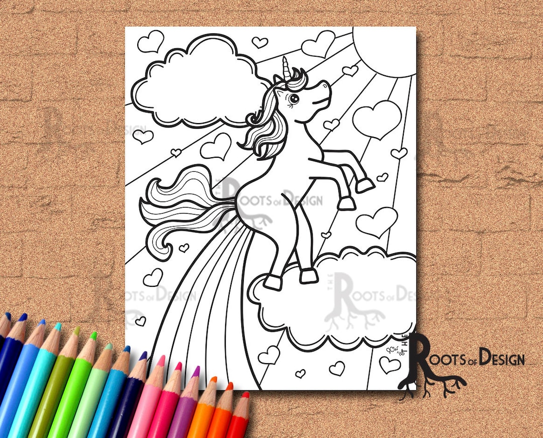 INSTANT DOWNLOAD Coloring Page - Farting Rainbow Unicorn, Doodle Art ...