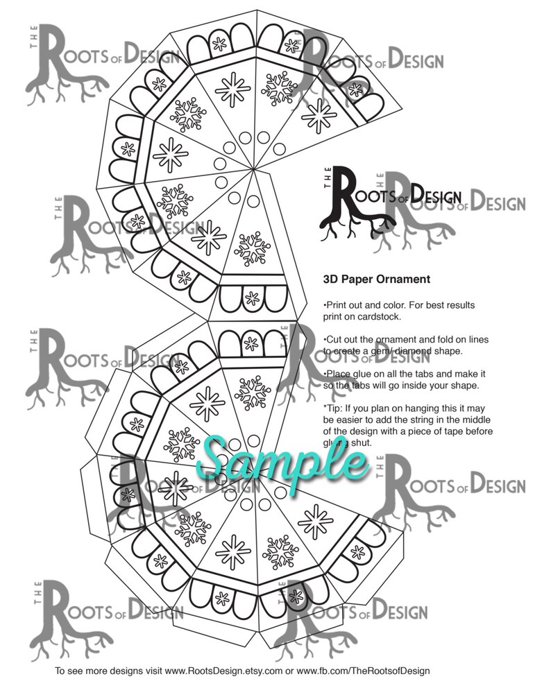 INSTANT DOWNLOAD Coloring Page Ornament 2 Color Your Own | Etsy