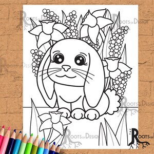 DOWNLOAD INSTANTÂNEO Página para colorir - Arte de doodle de coelhinho de orelha longa fofa, para impressão
