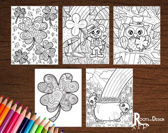 DESCARGA INSTANTÁNEA Dibujo para colorear - St. Patty's Coloring Bundle Impresiones descargables instantáneas