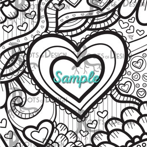 INSTANT DOWNLOAD Coloring Page Fancy Heart/ Valentine's Day Art Coloring Print zentangle inspired, doodle art, printable image 2