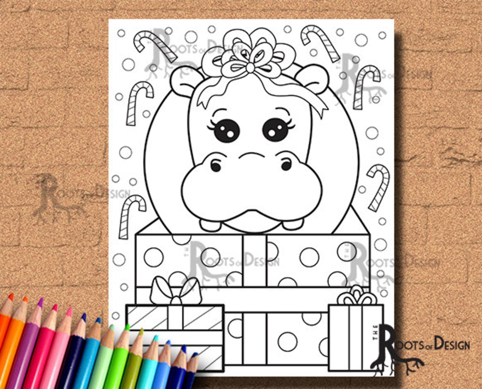 INSTANT DOWNLOAD Cute Christmas Hippo Page Print Doodle Art - Etsy