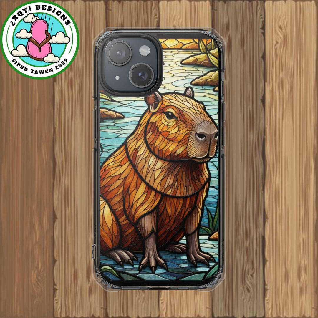Stained Glass Capybara Phone Case Animal Lover Gift Art Design Durable ...
