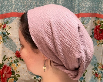 100% Cotton Deep Lavender Scarf Head Covering Headwrap cottagecore