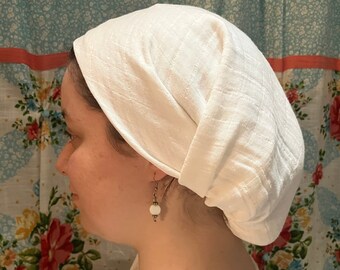 100% Cotton Soft White Scarf Head Covering Headwrap cottagecore