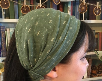 Green Mountain 100% Cotton Headcovering Headscarf with Ties cottagecore