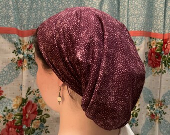 Dark Purple Starry Night Stretchy Scarf Head Covering Headwrap cottagecore