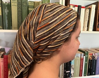 Extra Large Multi Colored Earth Tones with Shimmer Scarf Head Covering Headwrap cottagecore boho hippie tichel