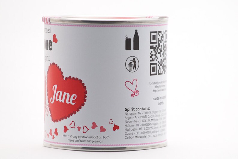 CUSTOM Original Canned Love Spirit Customized Valentine's Day Gift, gag souvenir, gift, memorabilia, love image 3