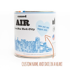 Original Canned Air From New York City, a gag souvenir, Travel Memorabilia, New York Gift, Funny Gift, Travel Gift, Personalized , NYC Gift Name & Date in Heart