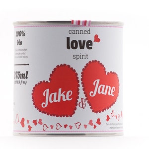 CUSTOM Original Canned Love Spirit Customized Valentine's Day Gift, gag souvenir, gift, memorabilia, love image 1