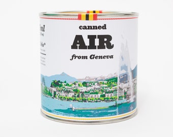 Original Canned Air From Geneva, Switzerland, Gag Souvenir, Gift, Travel Memorabilia, Swiss Gift, Travel Gift, Switzerland Gift, Present