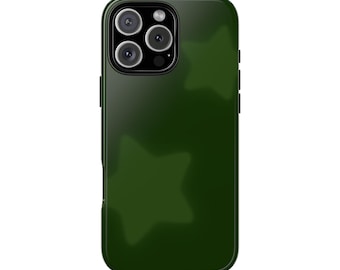 Dark Green Stars Phone Case y2k trendy Aesthetic phonecase for unique iPhone 16 15 13 12 11 pro case cute case gift for teen Girl