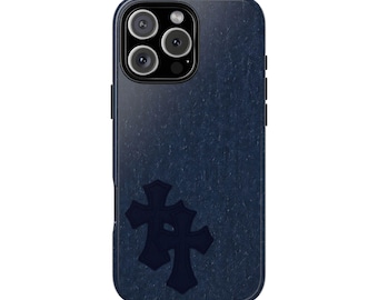 Denim Chrome Hearts Phone Case y2k Cross Trendy Phonecase Gothic Dark Aesthetic iPhone 16 15 14 13 12 pro case Gift for Teen