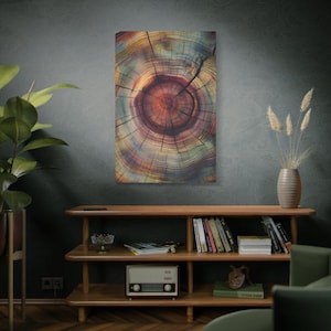 Colorful Abstract Wood Canvas Print, Home Decor, Wall Art, Modern Art, Gift for Nature Lovers, Living Room Decoration, Modern Farmhouse